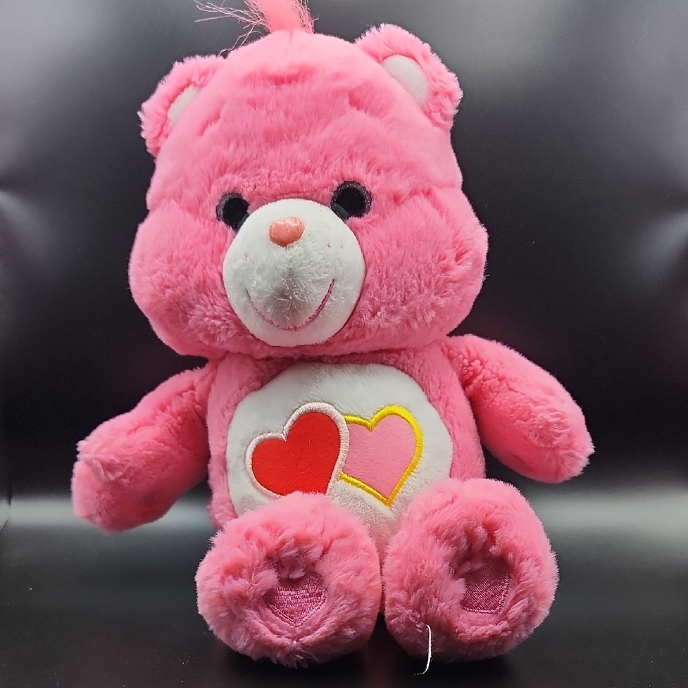 2002 Love-a-Lot Care Bear Pink Plush Teddy Bear with‎ Hearts